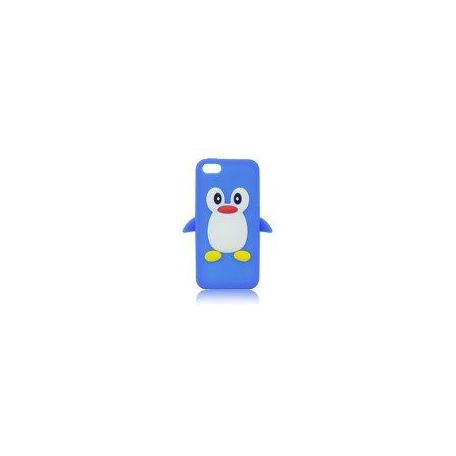 Custodia in silicone 3D - APP IPHO 5 Pinguin azzurra